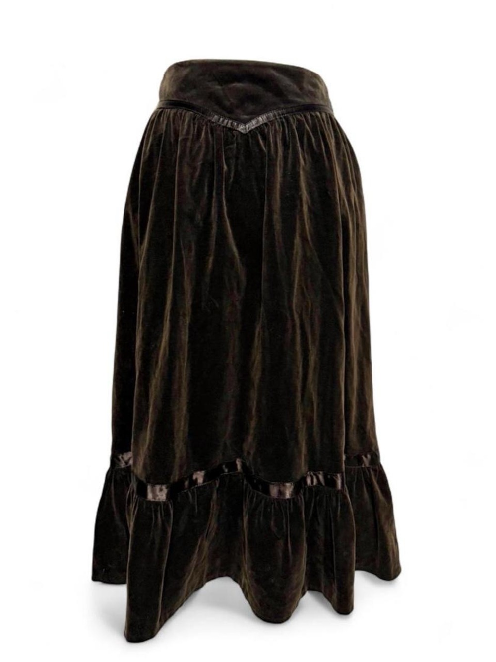 Vintage Jessica’s Gunnies Brown Velvet Prairie Maxi Skirt Size 11 USA Made